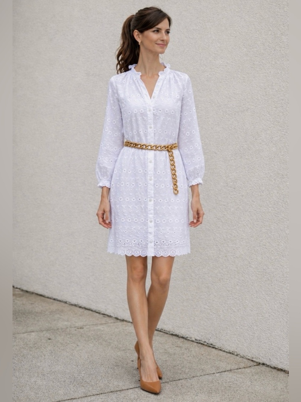 O/S NWT MYRAH PENALOZA eyelet button down dress